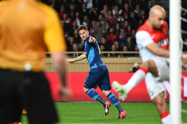 OLIVIER GIROUD (ars) - Jubel - AS Monaco vs Arsenal FC - Champions League 17 03 2015 FEP 
