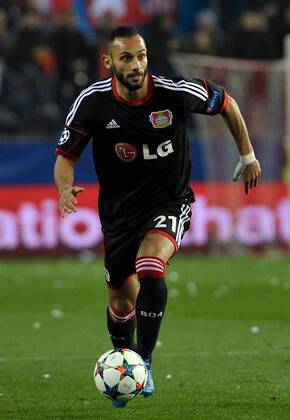 Bayer 04 Leverkusen Defender, Omer Toprak, number 21 . Round 1 8 of the CHAMPIONS league, soccer match between Atletico de Madrid - Bayer 04 Leverkusen at the Vicente Calderon estadium, Madrid - Spain by March 17, 2015. 