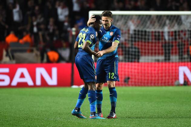 OLIVIER GIROUD (ars) - Danny Welbeck (ars) - Jubel - AS Monaco vs Arsenal FC - Champions League 17 03 2015 FEP 