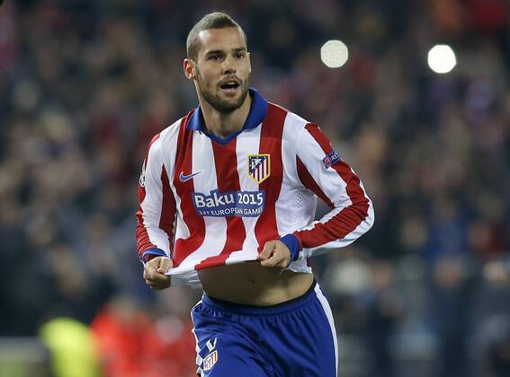 Atletico de Madrid s Mario Suarez celebrates goal during Champions League 2014 2015 match.March 17,2015.  (20150301706)