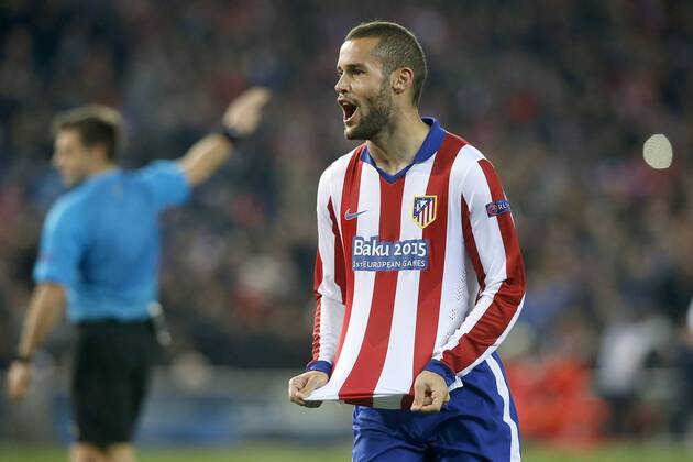 Atletico de Madrid s Mario Suarez celebrates goal during Champions League 2014 2015 match.March 17,2015.  (20150301707)