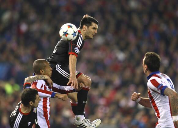 Foto: Emir Spahic ( Bayer 04 ) , gegen Miranda Fussball - Championsleague am Di. 17.03.2015 Achtelfinale, Atletico Madrid - Bayer 04 Leverkusen