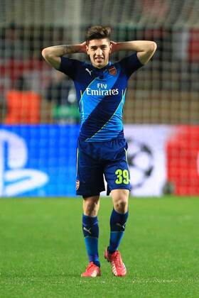 Arsenal s Hector Bellerin looks dejected - AS Monaco vs. Arsenal - UEFA Champion s League - Round of 16, second leg - Stade Louis II - Monaco - 17 03 2015 Pic Philip Oldham Sportimage EDITORIAL USE ONLY. No use with unauthorised audio, video, data, fixture lists, club league logos or live services. Online in-match use limited to 120 images, no video emulation. No use in betting, games or single club league player publications.