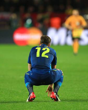 Arsenal s Olivier Giroud is dejected following defeat - AS Monaco vs. Arsenal - UEFA Champion s League - Round of 16, second leg - Stade Louis II - Monaco - 17 03 2015 Pic Philip Oldham Sportimage EDITORIAL USE ONLY. No use with unauthorised audio, video, data, fixture lists, club league logos or live services. Online in-match use limited to 120 images, no video emulation. No use in betting, games or single club league player publications.