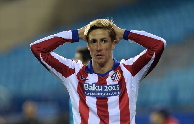 Atletico de Madrid Forward, Fernando Torres Sanz, number 19 . Round 1 8 of the CHAMPIONS league, soccer match between Atletico de Madrid - Bayer 04 Leverkusen at the Vicente Calderon estadium, Madrid - Spain by March 17, 2015. 