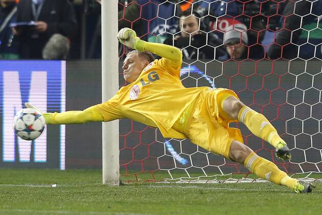 Bayer 04 Leverkusen s Bernd Leno during Champions League 2014 2015 match.March 17,2015.  (20150301713)