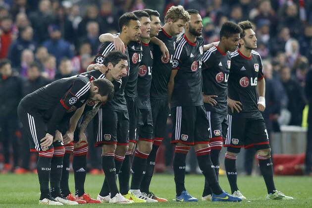 Bayer 04 Leverkusen s players during Champions League 2014 2015 match.March 17,2015.  (20150301768)
