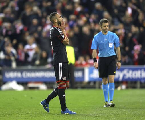 Foto: Ömer Toprak ( Bayer 04 ) , er verschiesst den Elfmeter Fussball - Championsleague am Di. 17.03.2015 Achtelfinale, Atletico Madrid - Bayer 04 Leverkusen