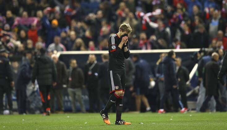 Foto: Stefan Kiessling ( Bayer 04 ) ist enttäuscht nach dem Elfmeterschiessen Fussball - Championsleague am Di. 17.03.2015 Achtelfinale, Atletico Madrid - Bayer 04 Leverkusen