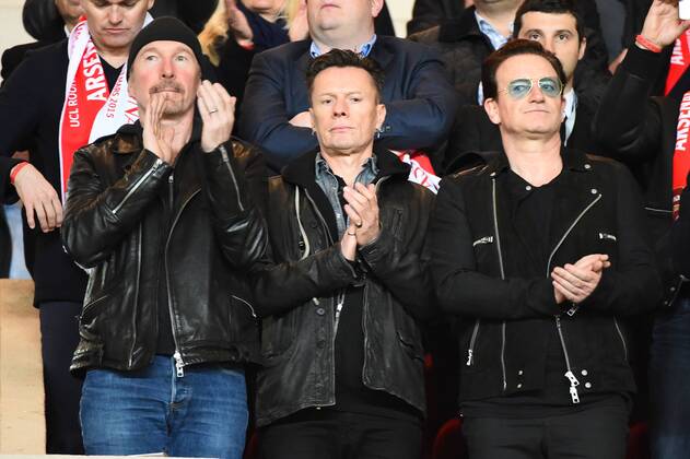 BONO - THE EDGE - Larry Mullen Junior - U2 - AS Monaco vs Arsenal FC - Champions League - 17 03 2015 FEP 