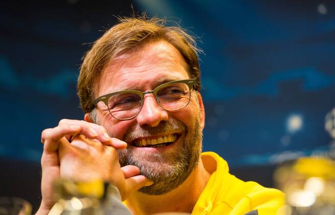 Dienstag 17.03.2015, CL, UEFA Champions League, Saison 2014 2015, Pressekonferenz, PK in Dortmund mit BV Borussia Dortmund, Juergen Klopp, Trainer BVB, Portrait, Lacht DeFodi01045019870