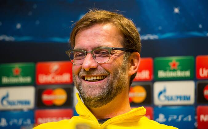 Dienstag 17.03.2015, CL, UEFA Champions League, Saison 2014 2015, Pressekonferenz, PK in Dortmund mit BV Borussia Dortmund, Juergen Klopp, Trainer BVB, Portrait, Lacht DeFodi01045019870