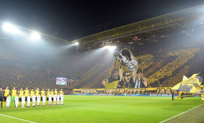 18.03.2015, xjhx, Fussball UEFA Champions League, Borussia Dortmund - Juventus Turin, v.l. BVB Fanchoreo