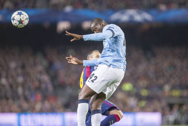 BARCELONA, SPAIN - MARCH 18: Yaya Toure of Manchester City during the UEFA Champions League round of 16 match between FC Barcelona Barca and Manchester City at Camp Nou Stadium on March 18, 2015 in Barcelona, Spain. 