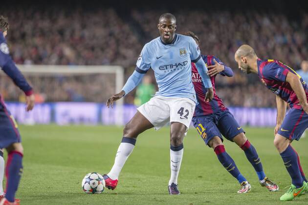BARCELONA, SPAIN - MARCH 18: Yaya Toure of Manchester City during the UEFA Champions League round of 16 match between FC Barcelona Barca and Manchester City at Camp Nou Stadium on March 18, 2015 in Barcelona, Spain. 