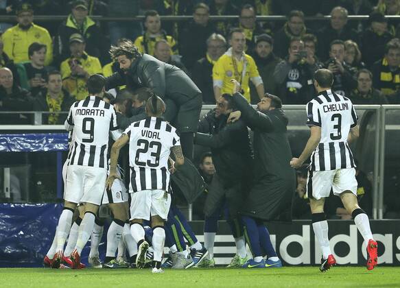 Foto : Torjubel 0-1 für Juventus Fussball - Championsleague am Mi. 18.03.2015 1 8 Finale Bor. Dortmund - Juventus Turin