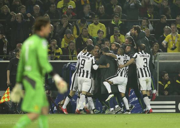 Foto : Torjubel 0-1 für Juventus Fussball - Championsleague am Mi. 18.03.2015 1 8 Finale Bor. Dortmund - Juventus Turin