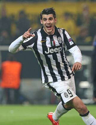 18.03.2015, Fussball Championsleague 2014 2015, Achtelfinale , Borussia Dortmund - Juventus Turin, im Signal-Iduna-Park-Stadion Dortmund. Jubel Torschütze Alvaro Morata (Juventus Turin) zum Tor zum 0:2 