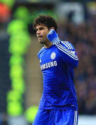 Diego Costa of Chelsea celebrates scoring his sides second goal - Hull City vs. Chelsea - Barclay s Premier League - KC Stadium - Hull - 22 03 2015 Pic Philip Oldham Sportimage EDITORIAL USE ONLY. No use with unauthorised audio, video, data, fixture lists, club league logos or live services. Online in-match use limited to 120 images, no video emulation. No use in betting, games or single club league player publications.