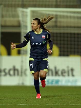 Marta Jubel Freude Emotion nach Tor zum 0:1 durch Marta VfL Wolfsburg - FC Rosengard UEFA Championsleague Viertelfinale 22.03.2015 Fußball Fussball AOK-Stadion Wolfsburg Frauen Saison 2014 2015