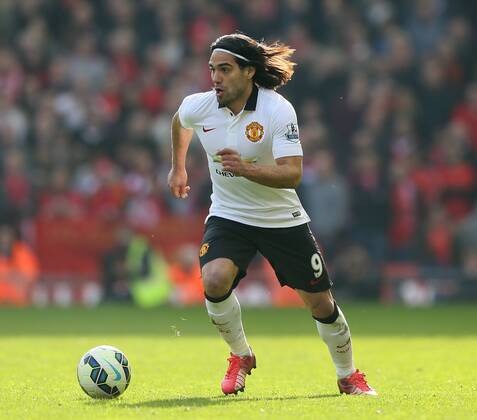 Radamel Falcao of Manchester United ManU - Barclays Premier League - Liverpool vs Manchester Utd - Anfield Stadium - Liverpool - England - 22nd March 2015 - Picture Simon Bellis Sportimage EDITORIAL USE ONLY. No use with unauthorised audio, video, data, fixture lists, club league logos or live services. Online in-match use limited to 120 images, no video emulation. No use in betting, games or single club league player publications.