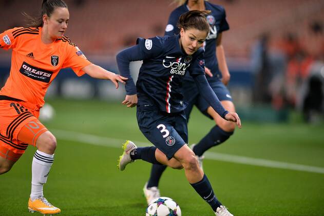 Laure Boulleau (psg) - Abbi Grant (gla) FOOTBALL : Paris SG vs Glasgow City - Ligue des champions feminine - quart de finale retour- 28 03 2015 AnthonyBIBARD FEP Panoramic 