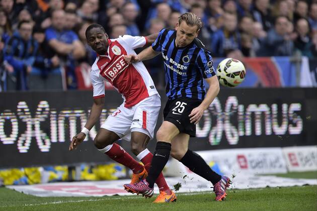 Vormer Rudy Ruud midfielder of Club Brugge in duel with Enoh Eyong of Standard Liege FOOTBALL : Club Brugge vs Standard Liege - Jupiler Pro League - 06 04 2015 PHOTONEWS PANORAMIC