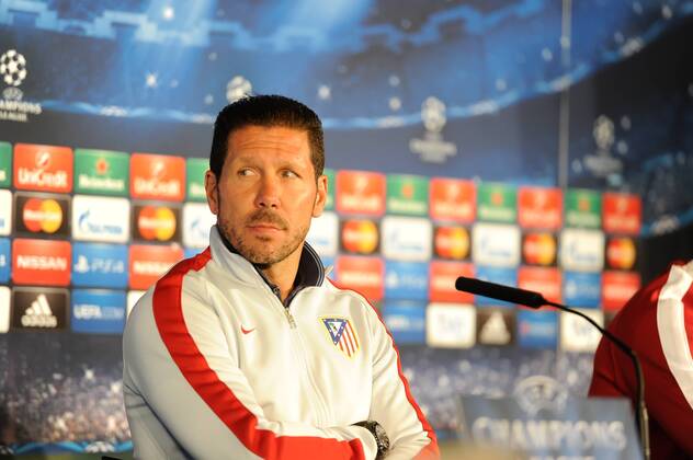 Madrid, Spain, April, 13, 2015: press conference PK Pressekonferenz of Atletico de Madrid coach Diego Simeone 