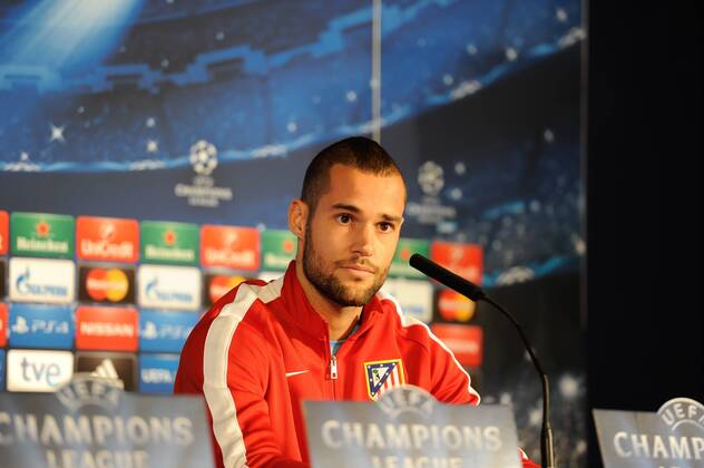 Madrid, Spain, April, 13, 2015: press conference PK Pressekonferenz of Atletico de Madrid Mario Suarez 