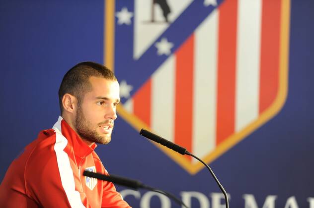 Madrid, Spain, April, 13, 2015: press conference PK Pressekonferenz of Atletico de Madrid Mario Suarez 