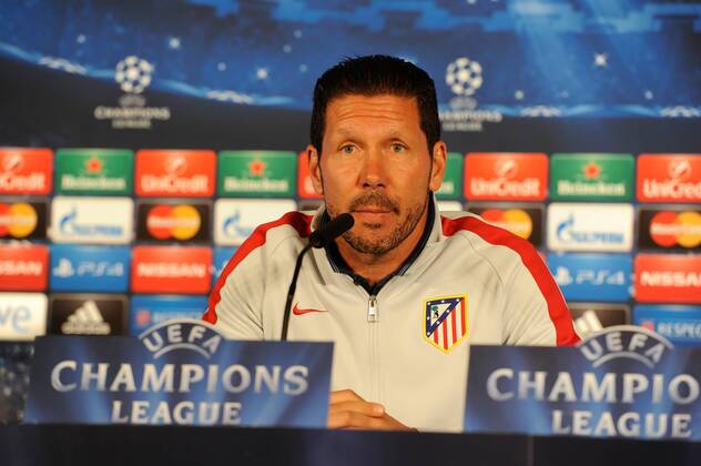 Madrid, Spain, April, 13, 2015: press conference PK Pressekonferenz of Atletico de Madrid coach Diego Simeone 