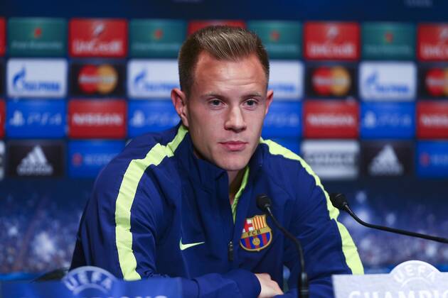 Aktuell Fußball, Champions League, PK FC Barcelona Marc Andre Ter Stegen FOOTBALL Pressekonferenz FC Barcelona (Barca) - Champions League 14 04 2015 GwendolineLeGoff 