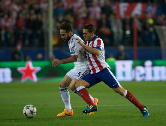 Real Madrid Defender, Daniel Carvajal, number 15 . Atletico de Madrid Midfielder, Jorge Resurreccion Merodio, number 6. Champions League Atletico Madrid - Real Madrid 