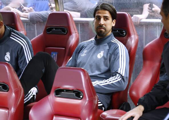 KHEDIRA Sami Real Madrid auf der Reserve Bank UEFA Champions League Saison 2014-2015 Viertelfinale Atletico Madrid-Real Madrid am 14.April 2015 in Madrid 