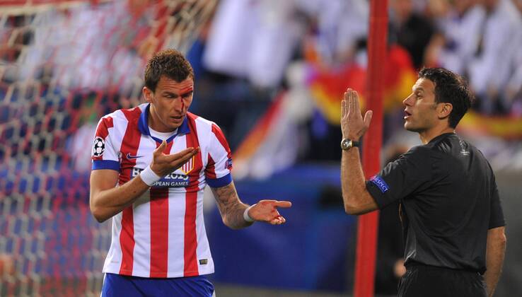14.04.2015, Fussball UEFA Champions League, Atletico Madrid - Real Madrid, v.l. Mario Mandzukic (Atl. Madrid)