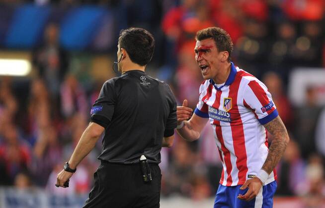 14.04.2015, Fussball UEFA Champions League, Atletico Madrid - Real Madrid, v.l. Mario Mandzukic (Atl. Madrid)