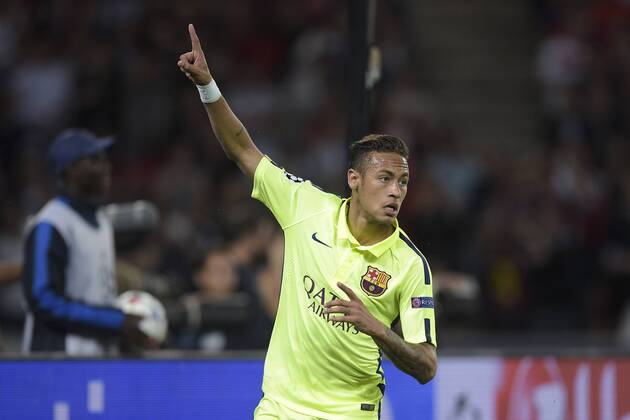 Torjubel Neymar Jr. (Barca) FOOTBALL : PSG Paris St. Germain vs FC Barcelona (Barca) - Champions League - 15 04 2015 JBAutissierx 