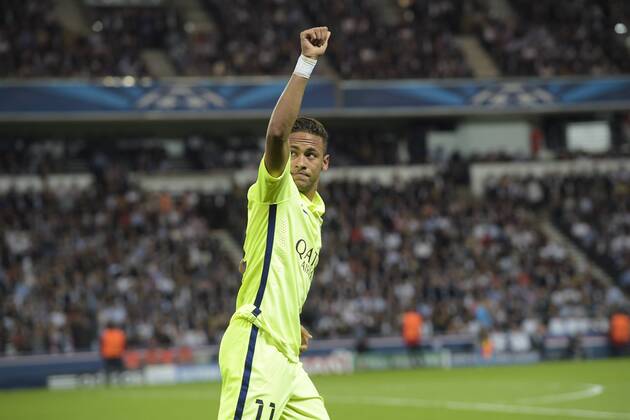 Torjubel Neymar Jr. (Barca) FOOTBALL : PSG Paris St. Germain vs FC Barcelona (Barca) - Champions League - 15 04 2015 JBAutissierx 