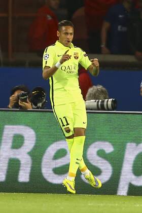 Jubel Neymar Jr. (Barca) FOOTBALL : PSG Paris St. Germain vs FC Barcelona (Barca) - Champions League - 15 04 2015 GwendolineLeGoffx 