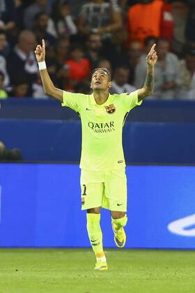 Jubel Neymar Jr. (Barca) FOOTBALL : PSG Paris St. Germain vs FC Barcelona (Barca) - Champions League - 15 04 2015 GwendolineLeGoffx 