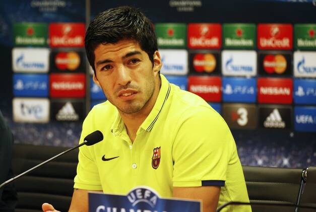 April 20, 2015 - Barcelona, Spain - BARCELONA -april 20- SPAIN: Luis Suarez in the press conference PK Pressekonferenz after the training of FC Barcelona Barca before the Champions League match between PSG, held hat the Ciudad Deportiva Joan Gamper, april 20, 2015. Photo: Joan Valls Urbanandsport Nurphoto FC Barcelona Press Conference  - ZUMAn230
