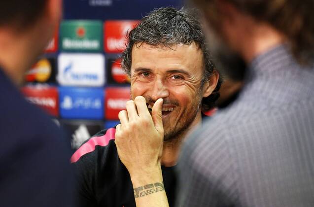 April 20, 2015 - Barcelona, Spain - BARCELONA -april 20- SPAIN: Luis Enrique Martinez in the press conference PK Pressekonferenz after the training of FC Barcelona Barca before the Champions League match between PSG, held hat the Ciudad Deportiva Joan Gamper, april 20, 2015. Photo: Joan Valls Urbanandsport Nurphoto FC Barcelona Press Conference  - ZUMAn230