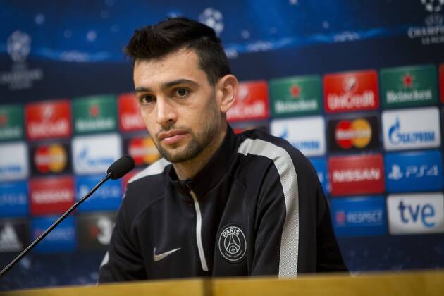 Barcelona, April 20. PSG s Javier Pastore, during the press conference PK Pressekonferenz prior to UEFA Champions League match between FC Barcelona Barca and París Saint-Germain. 