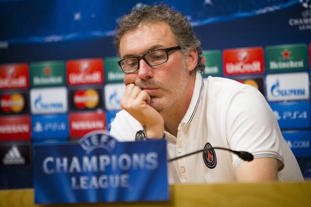 Barcelona, April 20. PSG s coach, Laurent Blanc, during the press conference PK Pressekonferenz prior to UEFA Champions League match between FC Barcelona Barca and París Saint-Germain. 