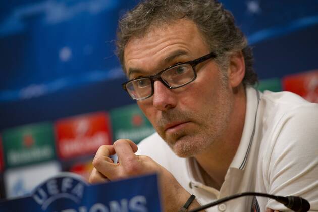 Barcelona, April 20. PSG s coach, Laurent Blanc, during the press conference PK Pressekonferenz prior to UEFA Champions League match between FC Barcelona Barca and París Saint-Germain. 