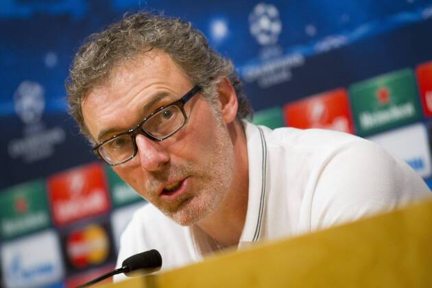 Barcelona, April 20. PSG s coach, Laurent Blanc, during the press conference PK Pressekonferenz prior to UEFA Champions League match between FC Barcelona Barca and París Saint-Germain. 