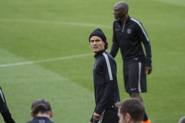 Barcelona, Catalonia Spain. April 20. PSG s players, during the PSG training session prior the UEFA Champions League match betwen FC Barcelona Barca and Paris Saint Germain 