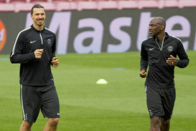 Barcelona, Catalonia Spain. April 20. PSG s Zlatan Ibrahimovic, during the PSG training session prior the UEFA Champions League match betwen FC Barcelona Barca and Paris Saint Germain 