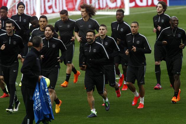 PSG training session at Camp Nou before second leg match of Champions League against Barcelona. In this picture, the players. xFRANCESCxADELANTADOx 