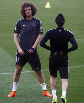 PSG training session at Camp Nou before second leg match of Champions League against Barcelona. In this picture, David Luiz. xFRANCESCxADELANTADOx 